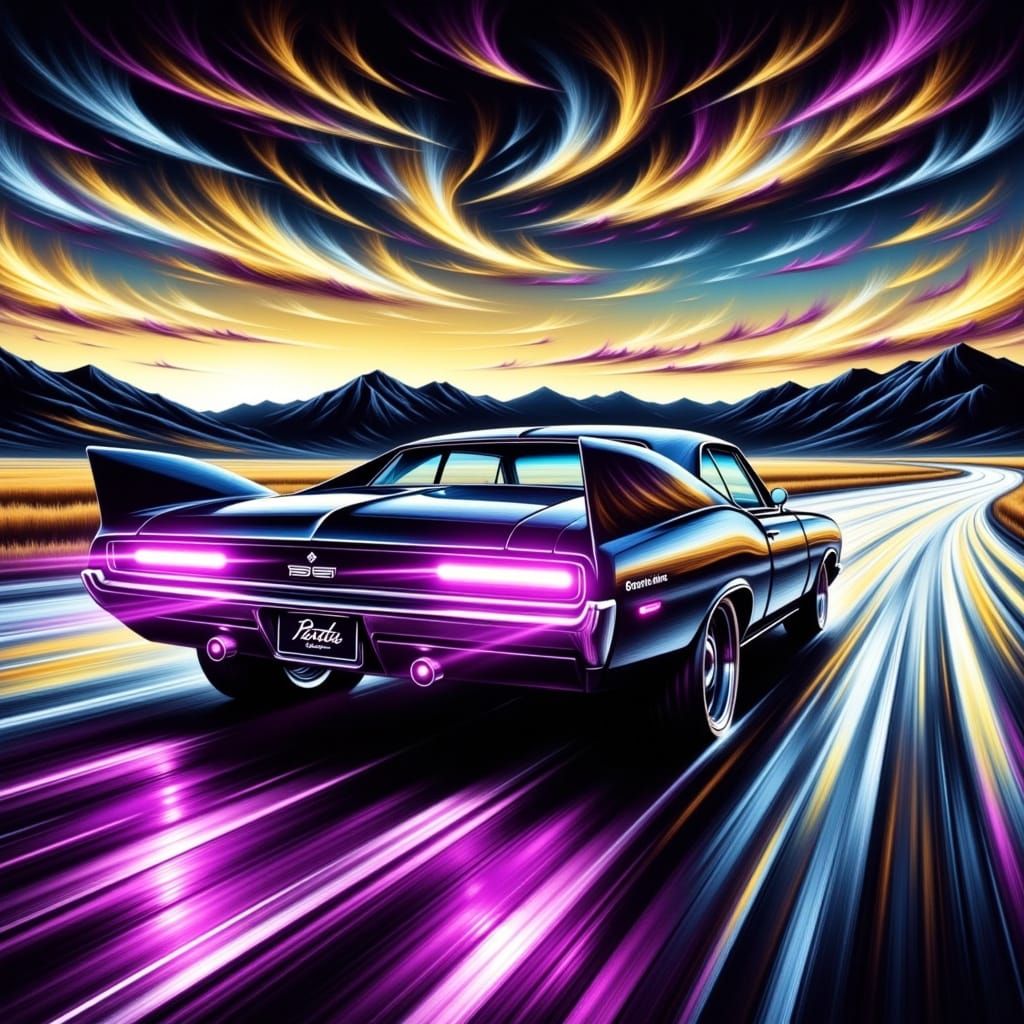 Greased Lightning Car Races in Retro-Futuristic Style