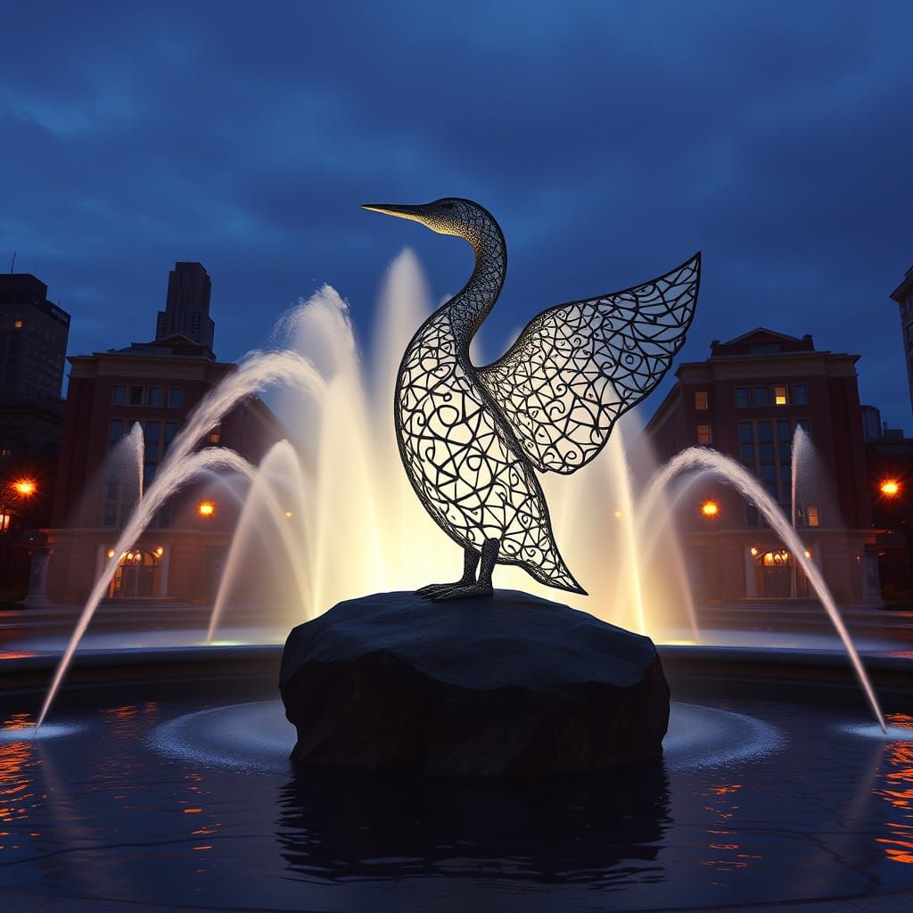 Midnight City Loon Fountain in Whispers