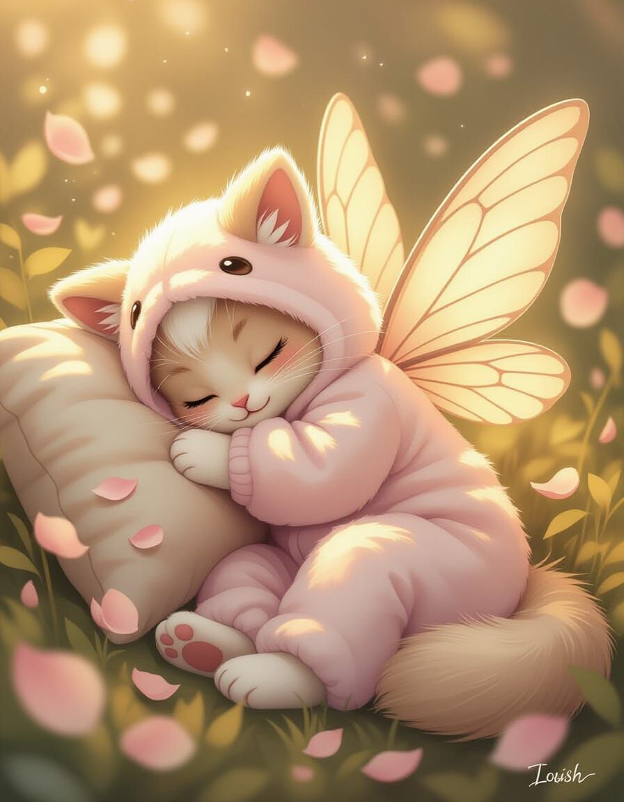Sleeping Magical Pet in Whimsical Style