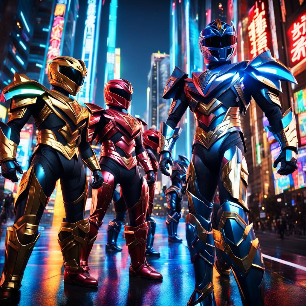 Power Rangers as Zodiac Knights in Anime Style