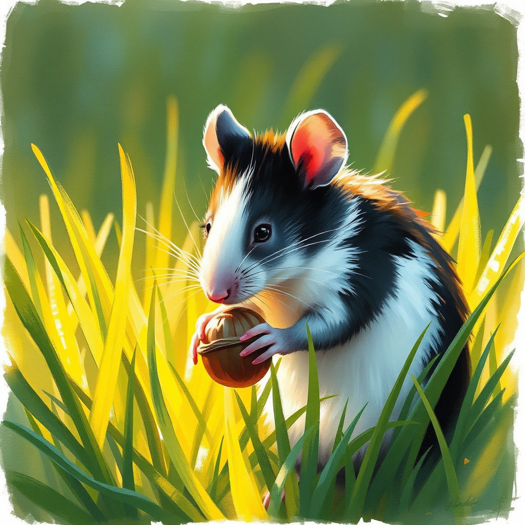 Rat in Grass: Impressionistic Wildlife Illustration