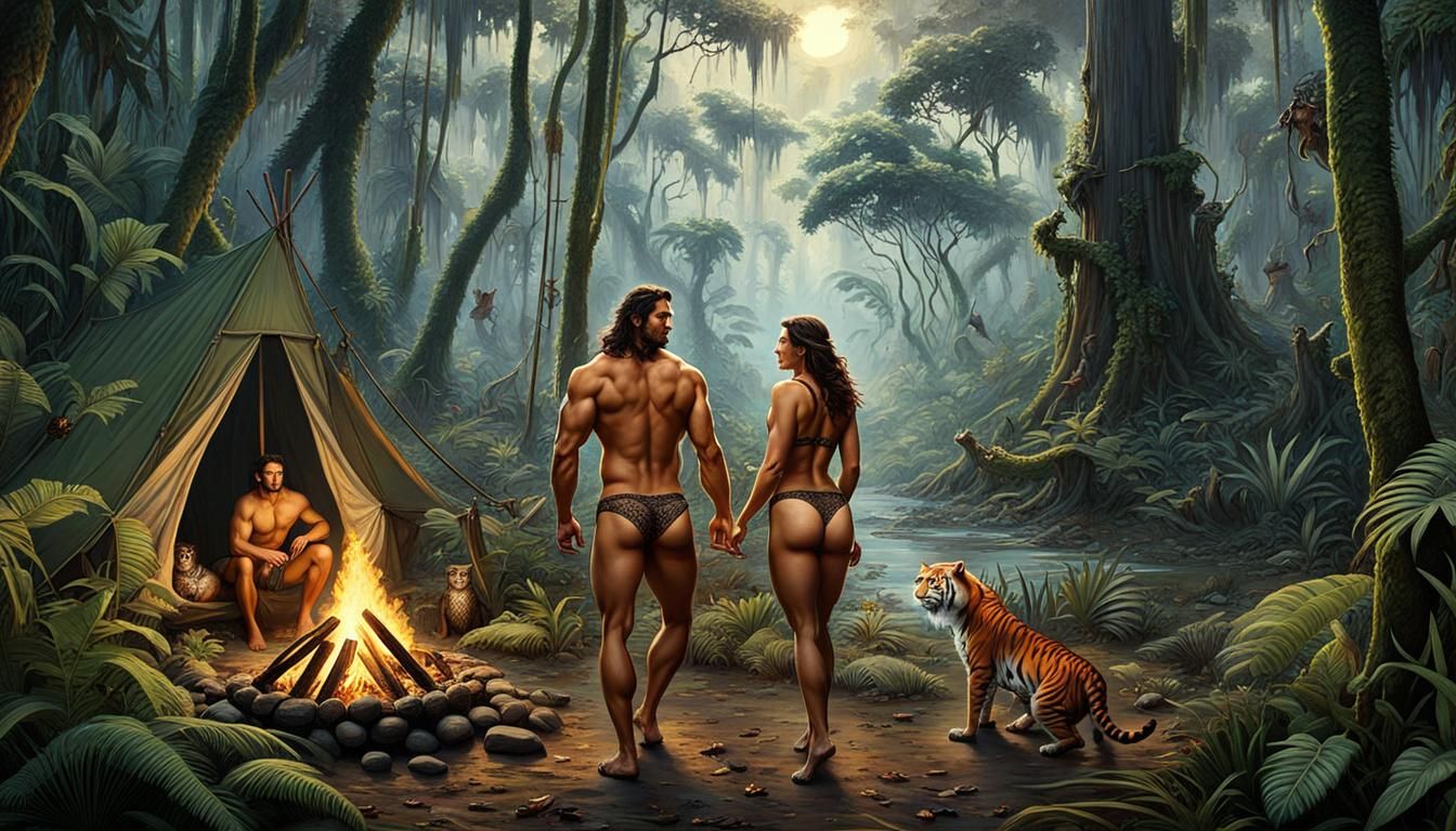 Tarzan and Jane's Amazonian Adventure: Hyperrealistic Art