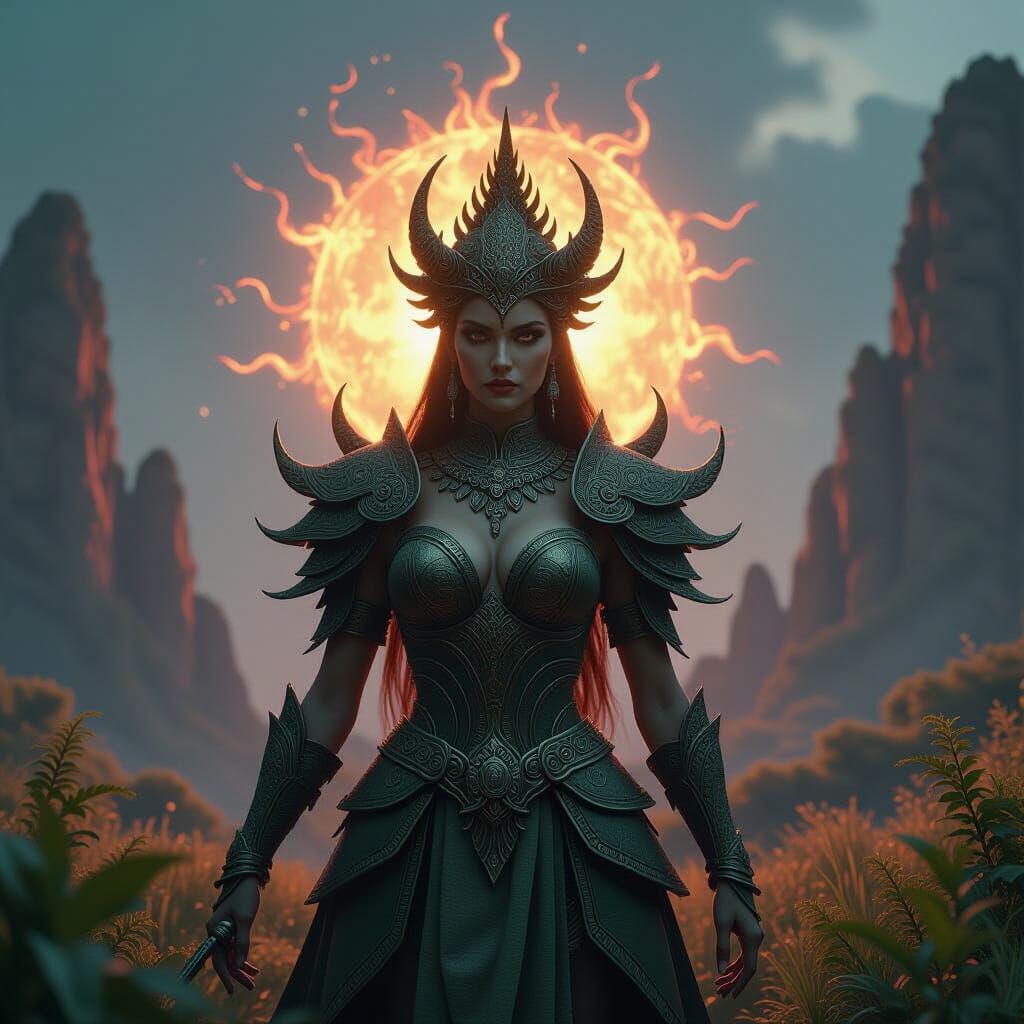 Regal Goddess of Turnips in Fantastical Matte Painting