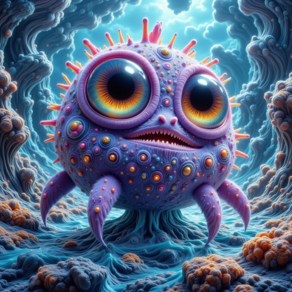 Chibi Pufferfish Reef Guardian in Watercolour Style