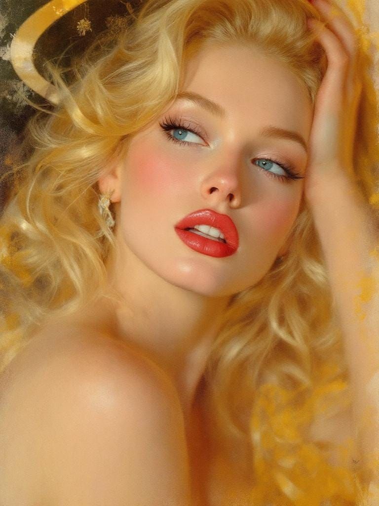 Glamorous Portrait in Watercolor Style