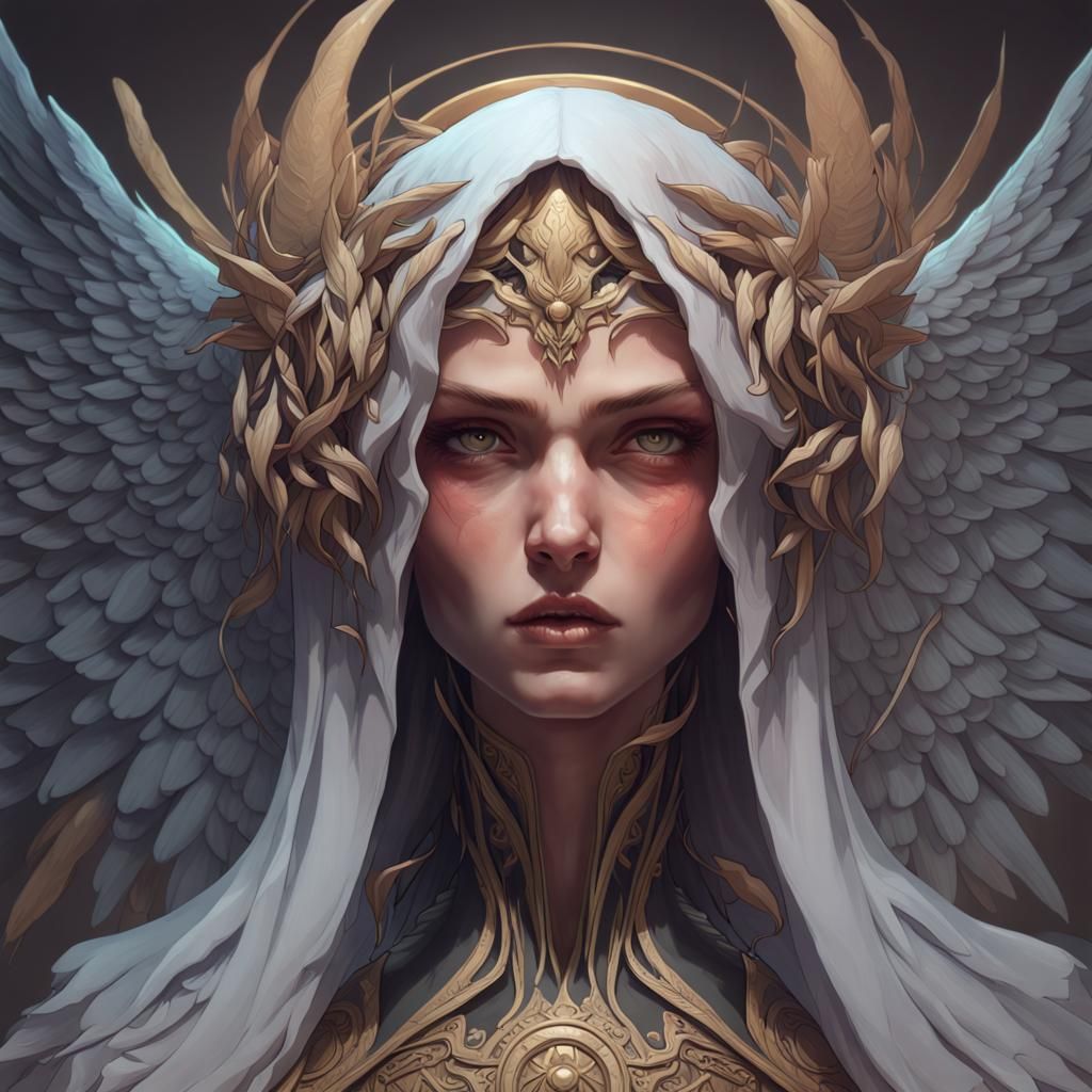 Angel of Death Portrait in Hyperdetailed Style