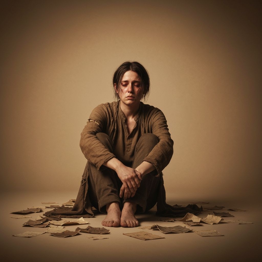 Sorrowful Figure Surrounded by Fading Memories