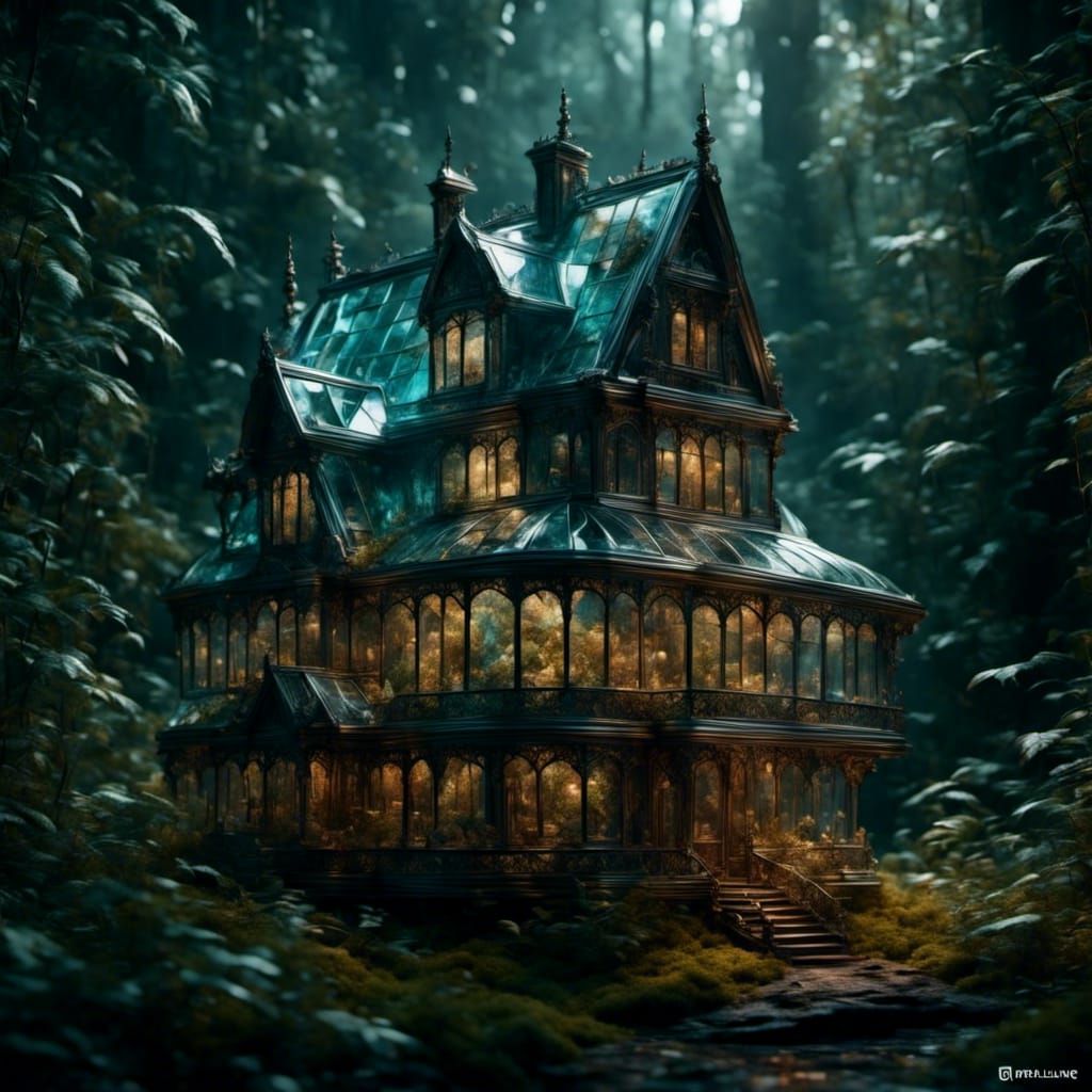 Modern Glass House Museum Sculpture