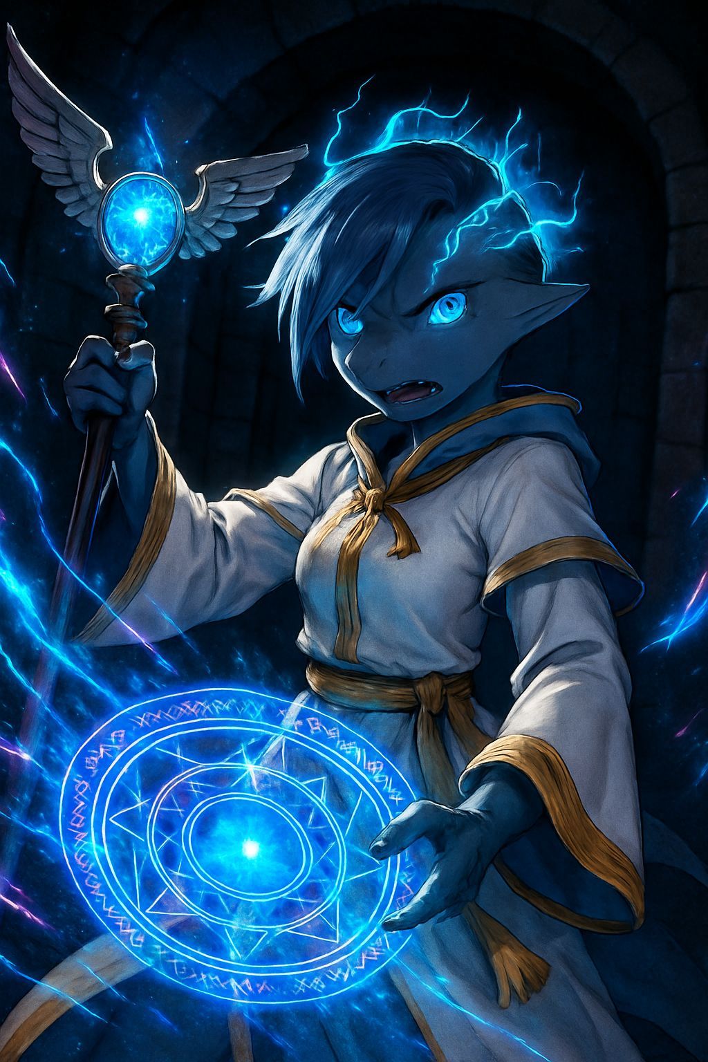 Furious Anime Shark Mage in Dungeon