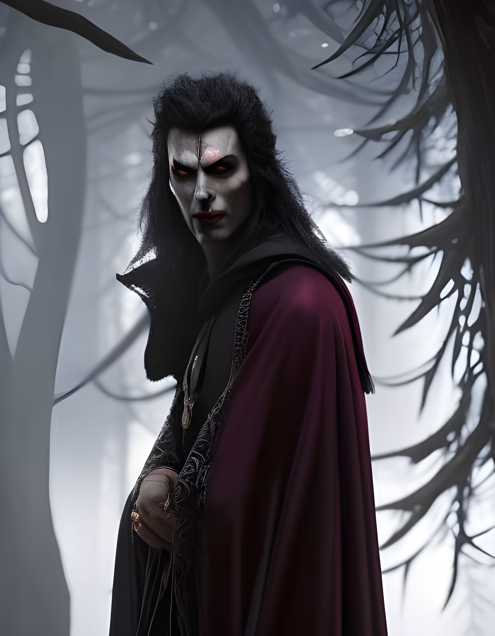 Menacing Vampire Portrait in Dark Fantasy Style