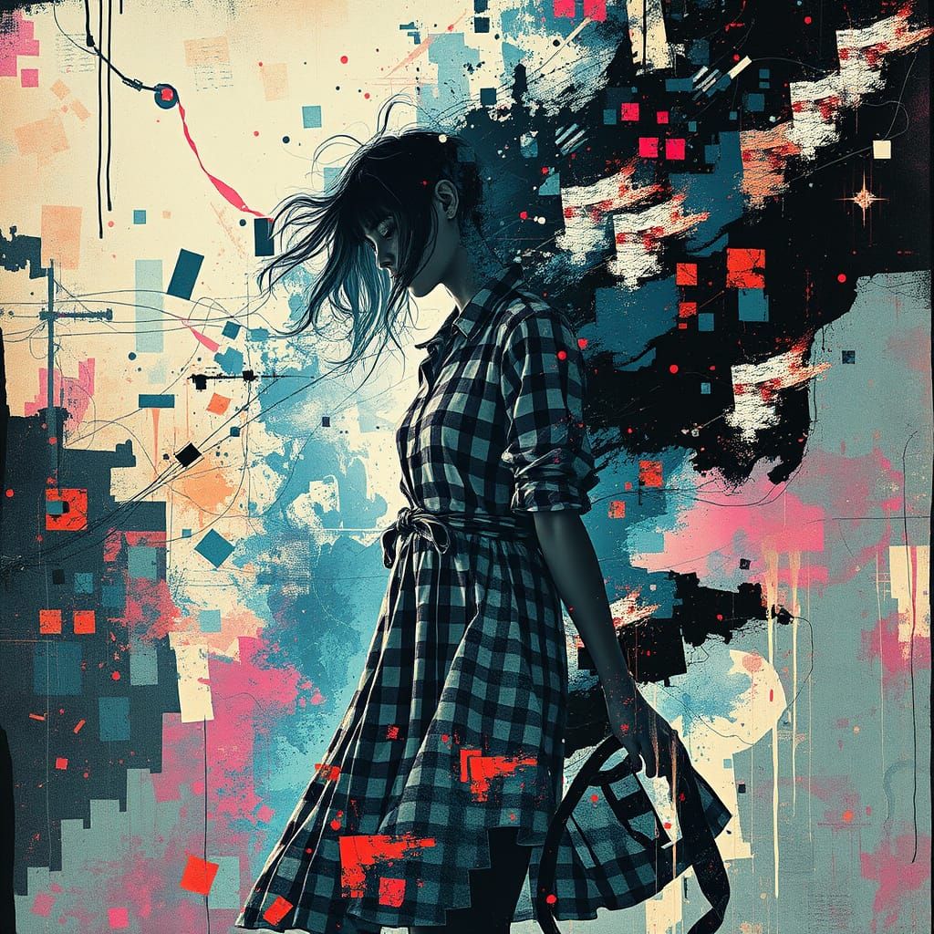 Surreal Figure Disintegrates in a Vibrant, Glitchcore Dreams...