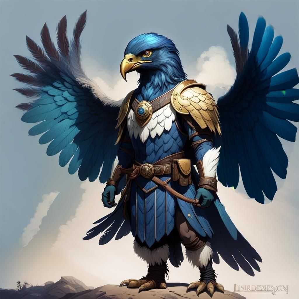 Aarakocra Ranger with Longbow: Fantasy Concept Art