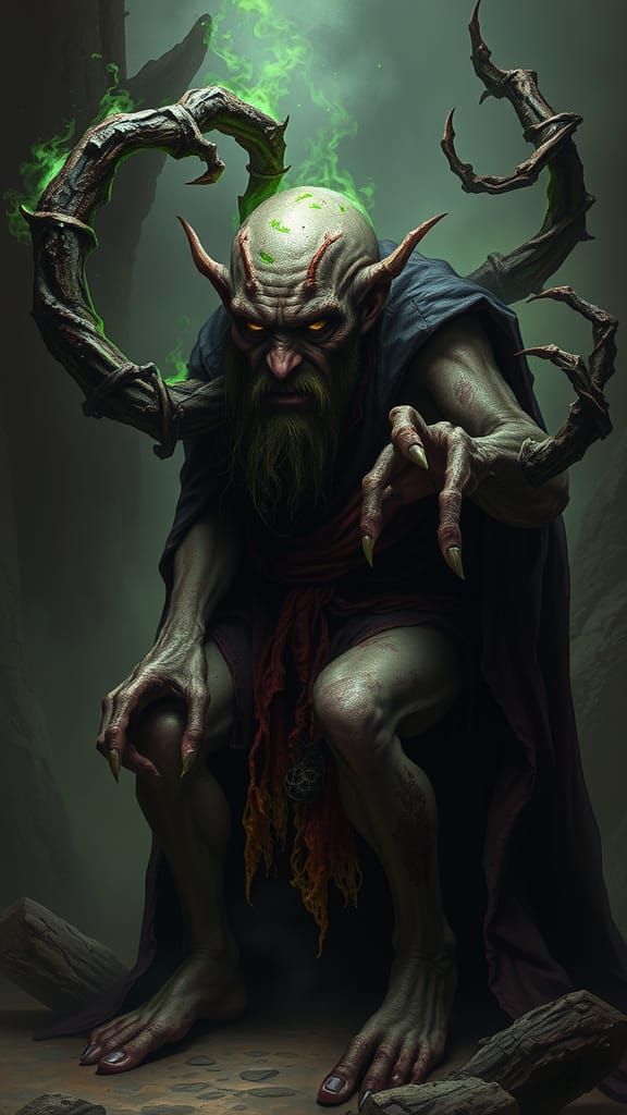 Warlock Summons Poison Clouds in Dark Fantasy Art