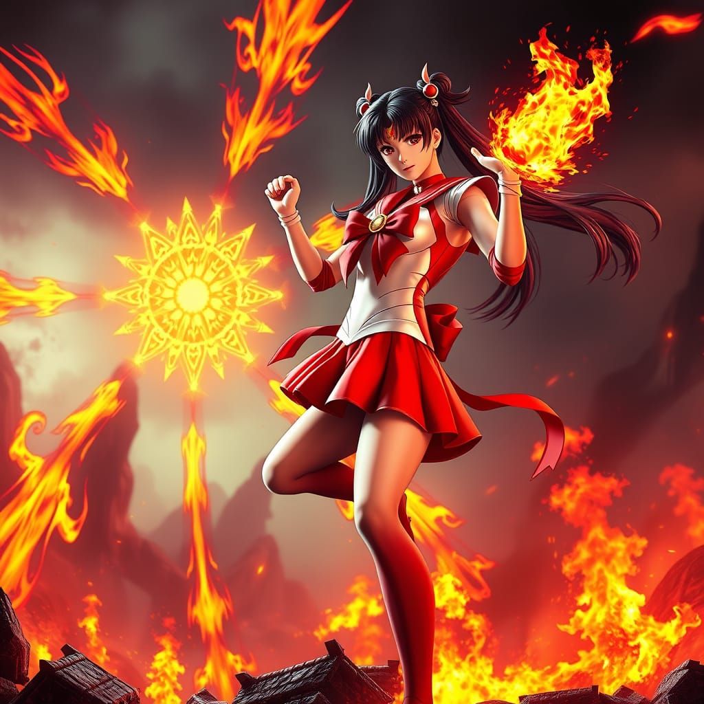 Sailor Mars Unleashes Fiery Power in Epic Anime-Inspired Art