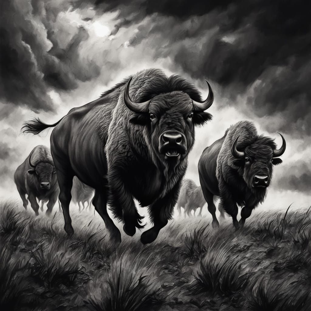 Vast Prairie Storm in Expressive Charcoal