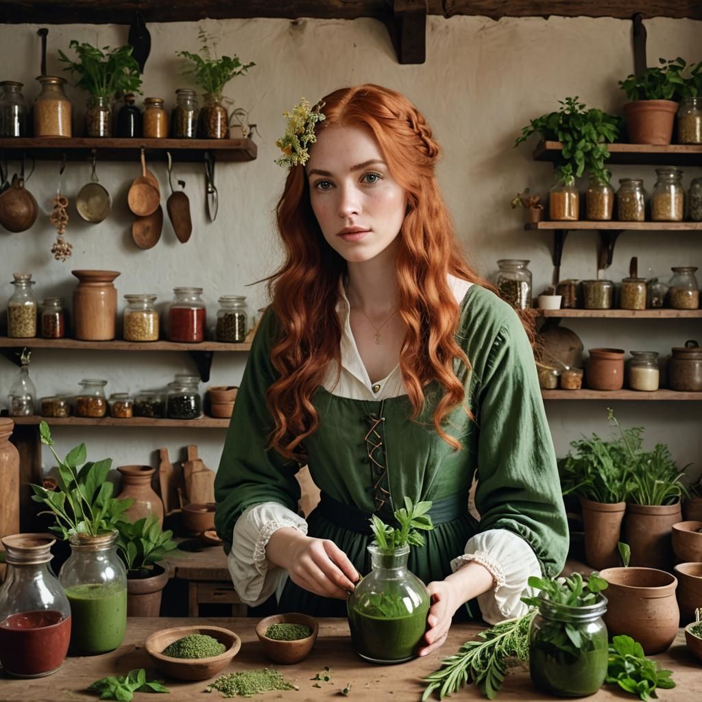 Eighteenth Century Herbalist Making Potions: Photorealistic ...