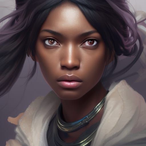 Detailed African American Female Monk Illustration