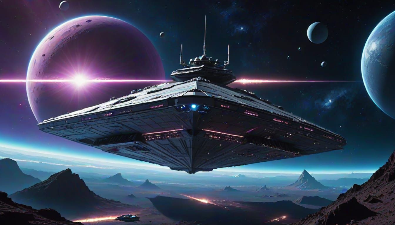Silver Star Destroyer in Deep Space: Cinematic Sci-Fi Art