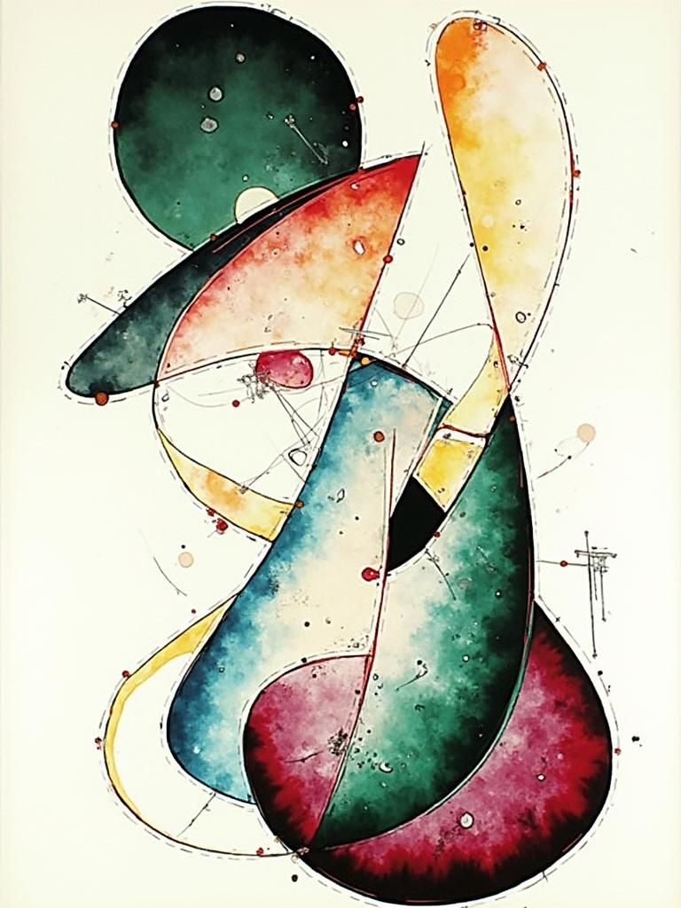 Abstract Geometric Shapes in a Matte Painting Style