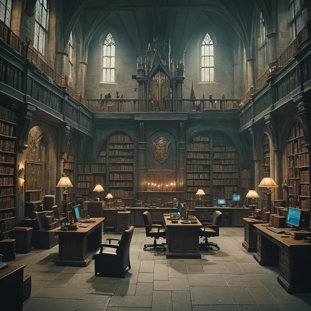 Hogwarts Computer Room: Cinematic Film Still