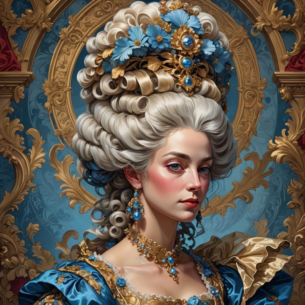 Marie Antoinette Rococo Portrait in Baroque Style