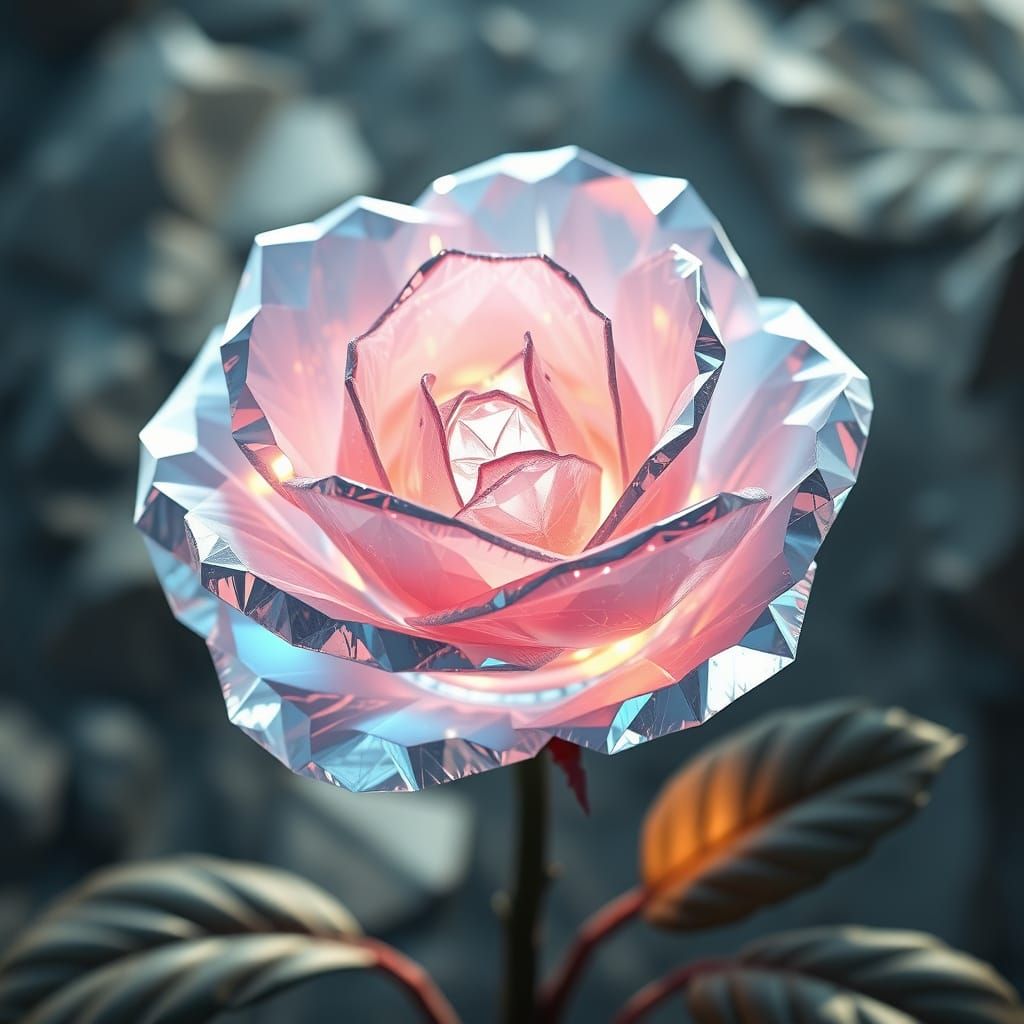 Crystal Rose in Epic 3D Masterpiece Style