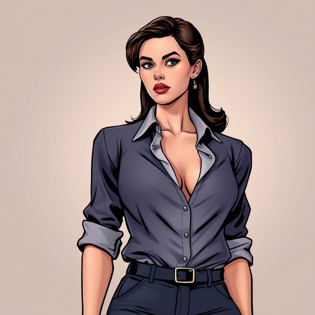 Elegant Woman in Comic Book Art Style