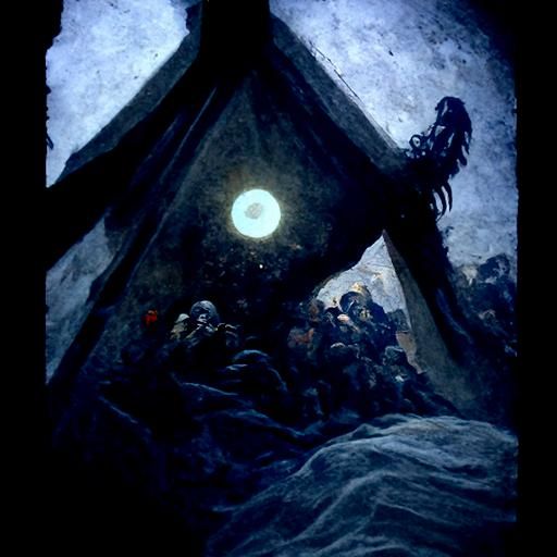 Horror Moonlit Starscape in the Style of Doré