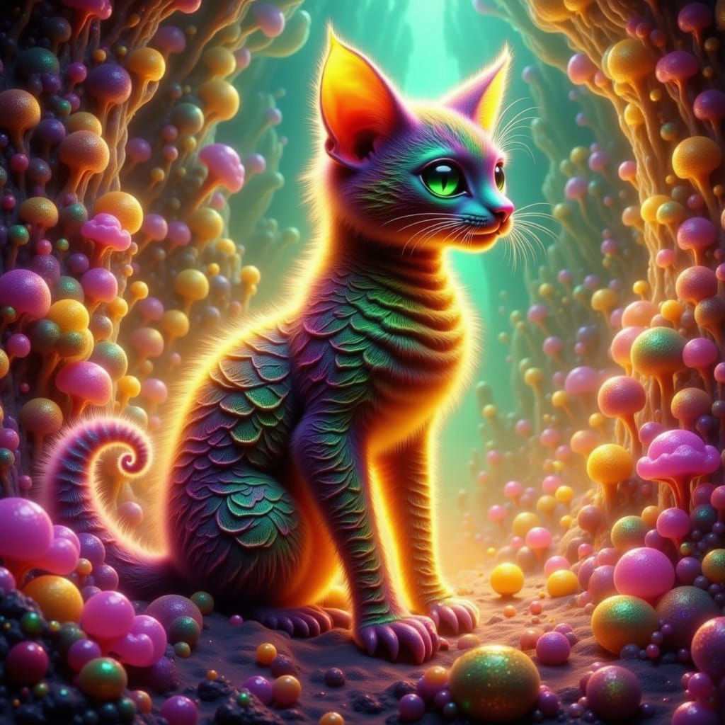 Majestic Bastet Cat with Egyptian Hieroglyphics in Anime Sty...