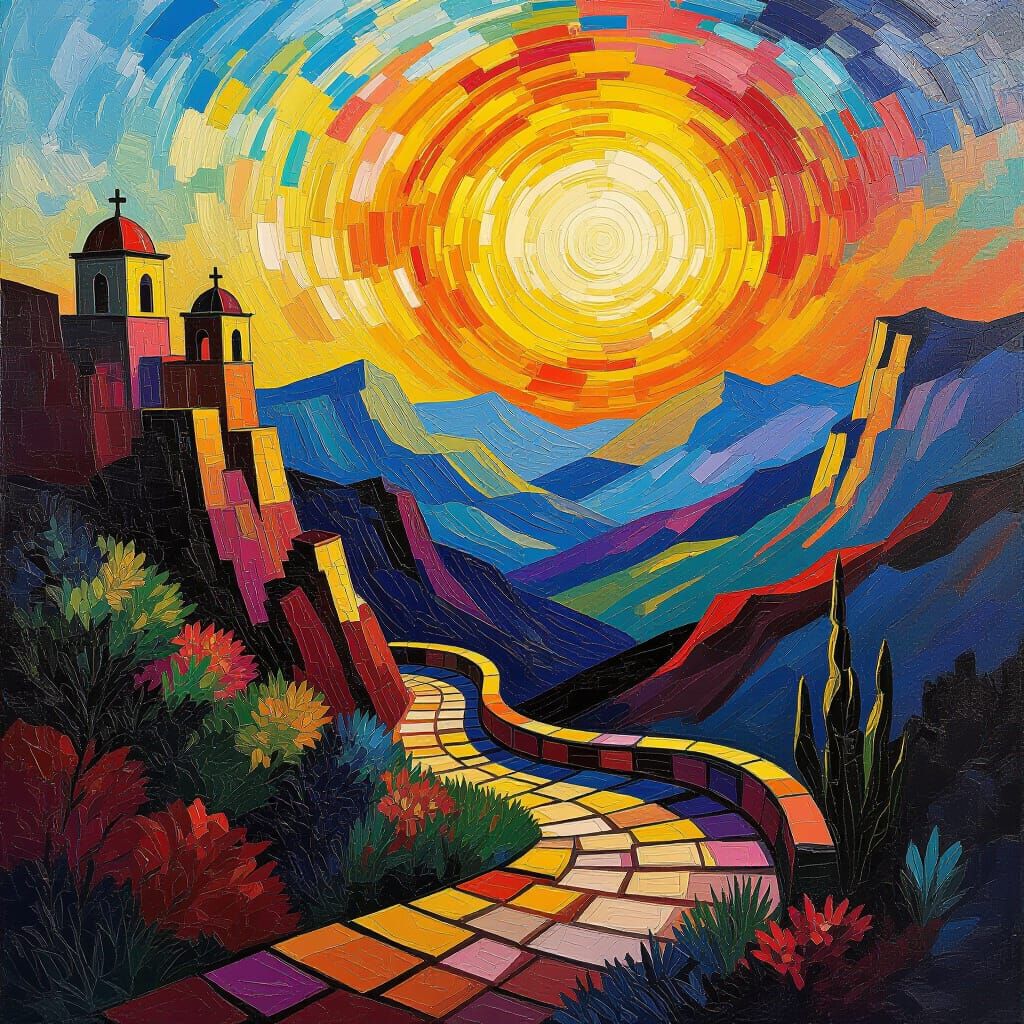 Jodorowsky's Holy Mountain Oil Painting in Neo-Impressionist...