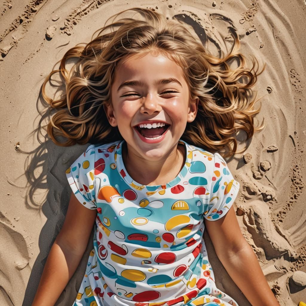 Happy beach days, making angels in the sand