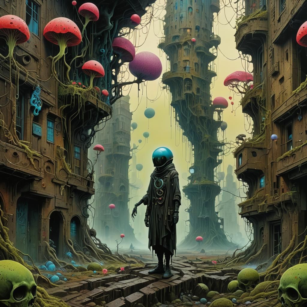 Futuristic Dystopian Sci-Fi Masterpiece in Polychromatic Sty...