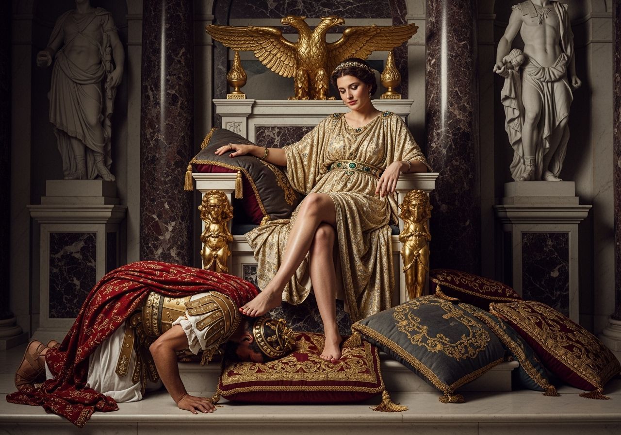 Empress Messalina on Lavish Throne, Baroque Style