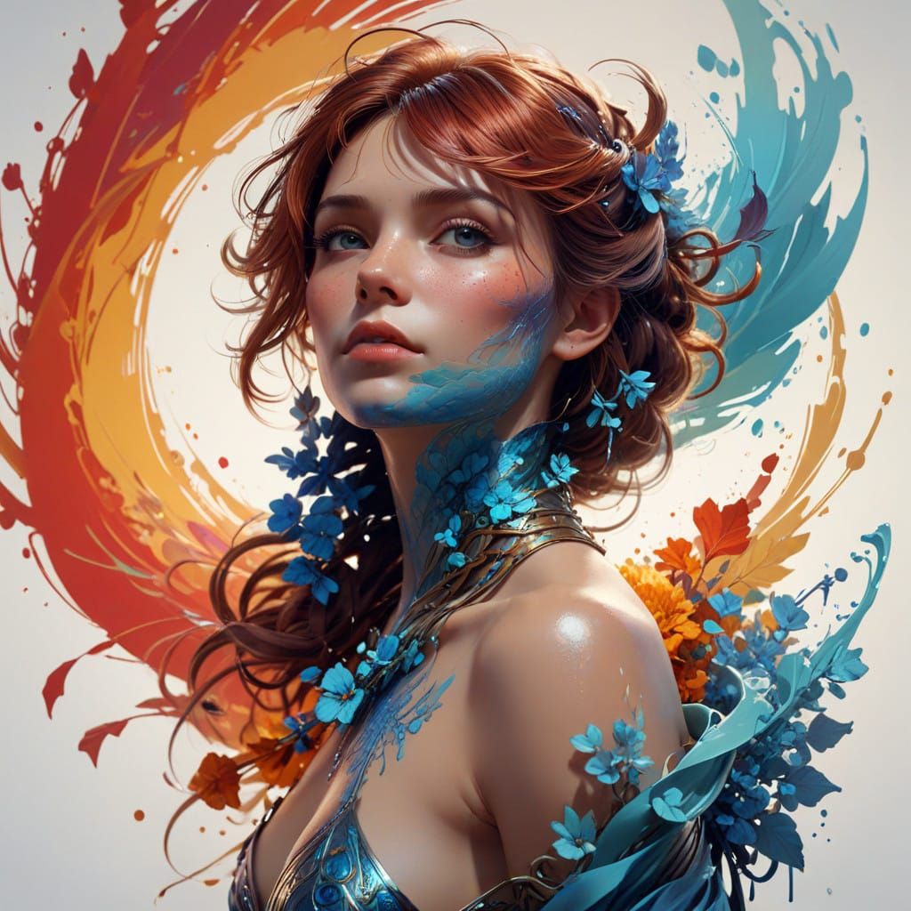 Ethereal Goddess in Triadic Splendor