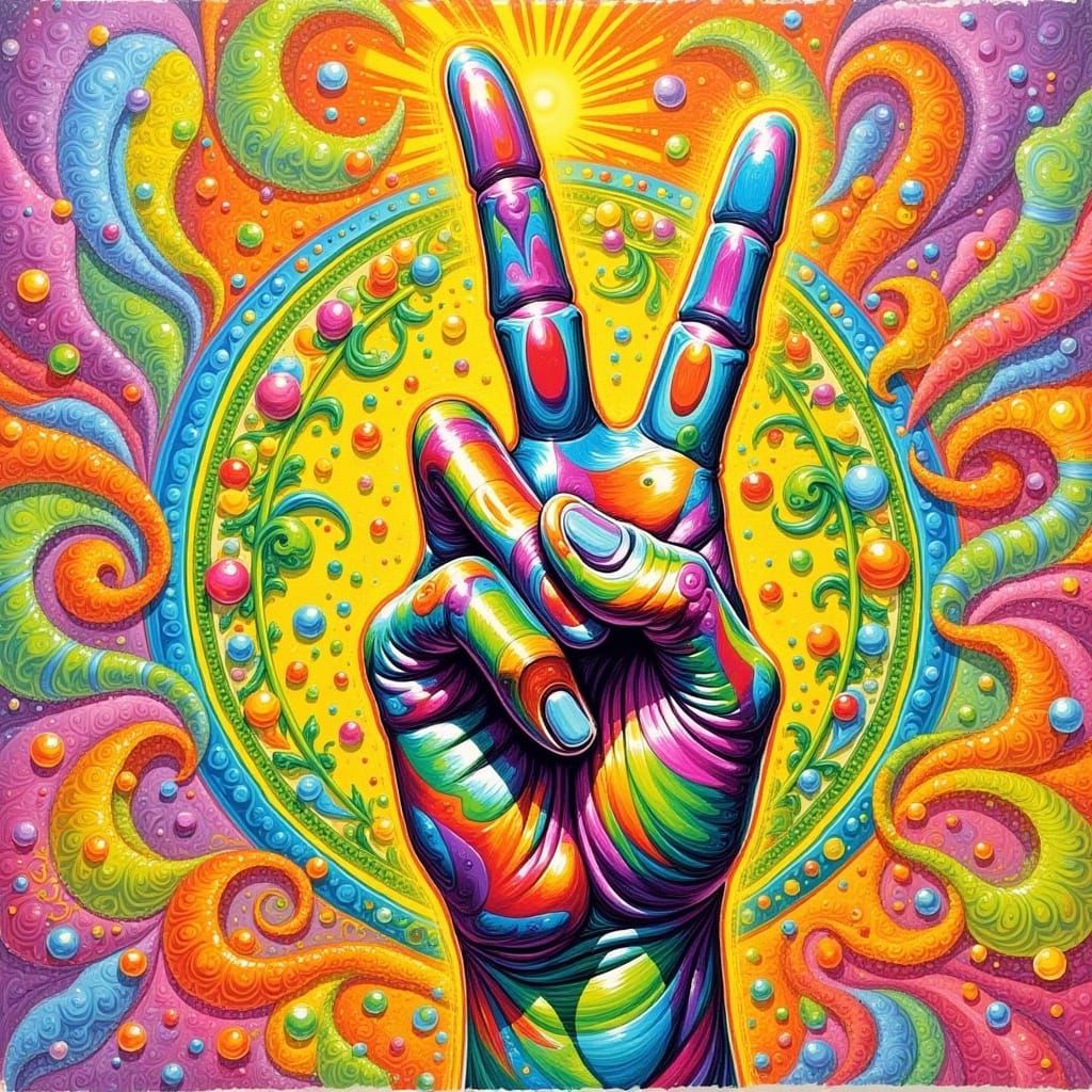1960s Peace Sign in Psychedelic Dream Style