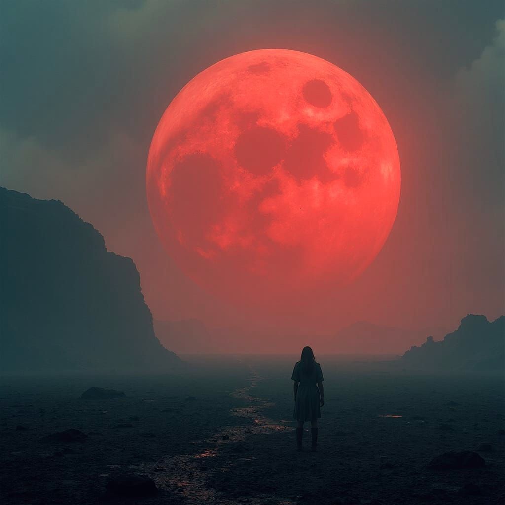 Mysterious Cinematic Planet in a Dark, Atmospheric Landscape