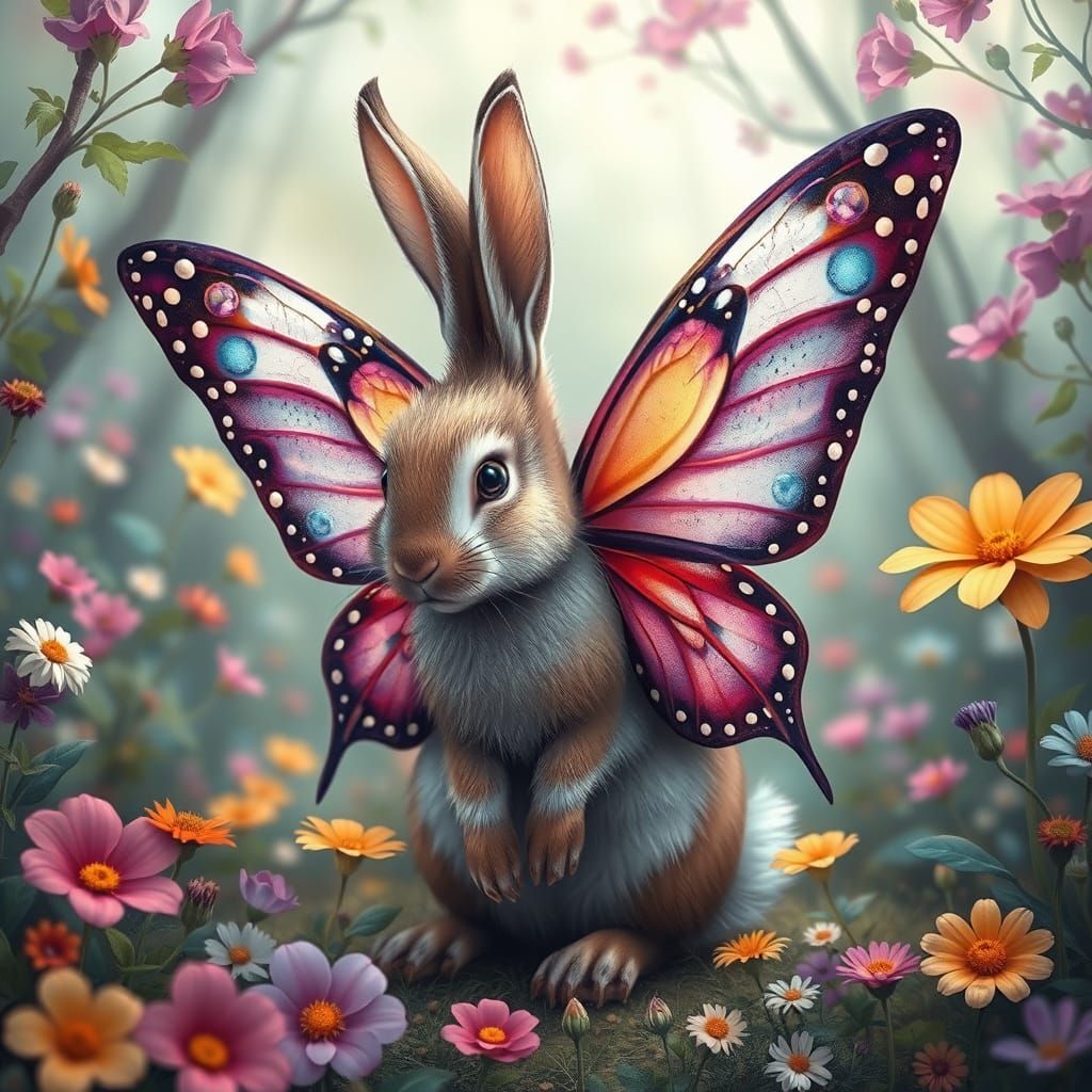 Rabbit Butterfly Hybrid in Dreamy Forest