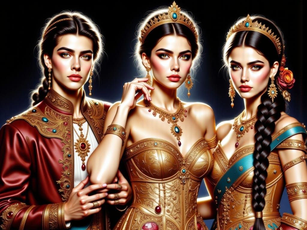 Russian Imperial Figures: Peter I, Catherine I, and Eudoxia