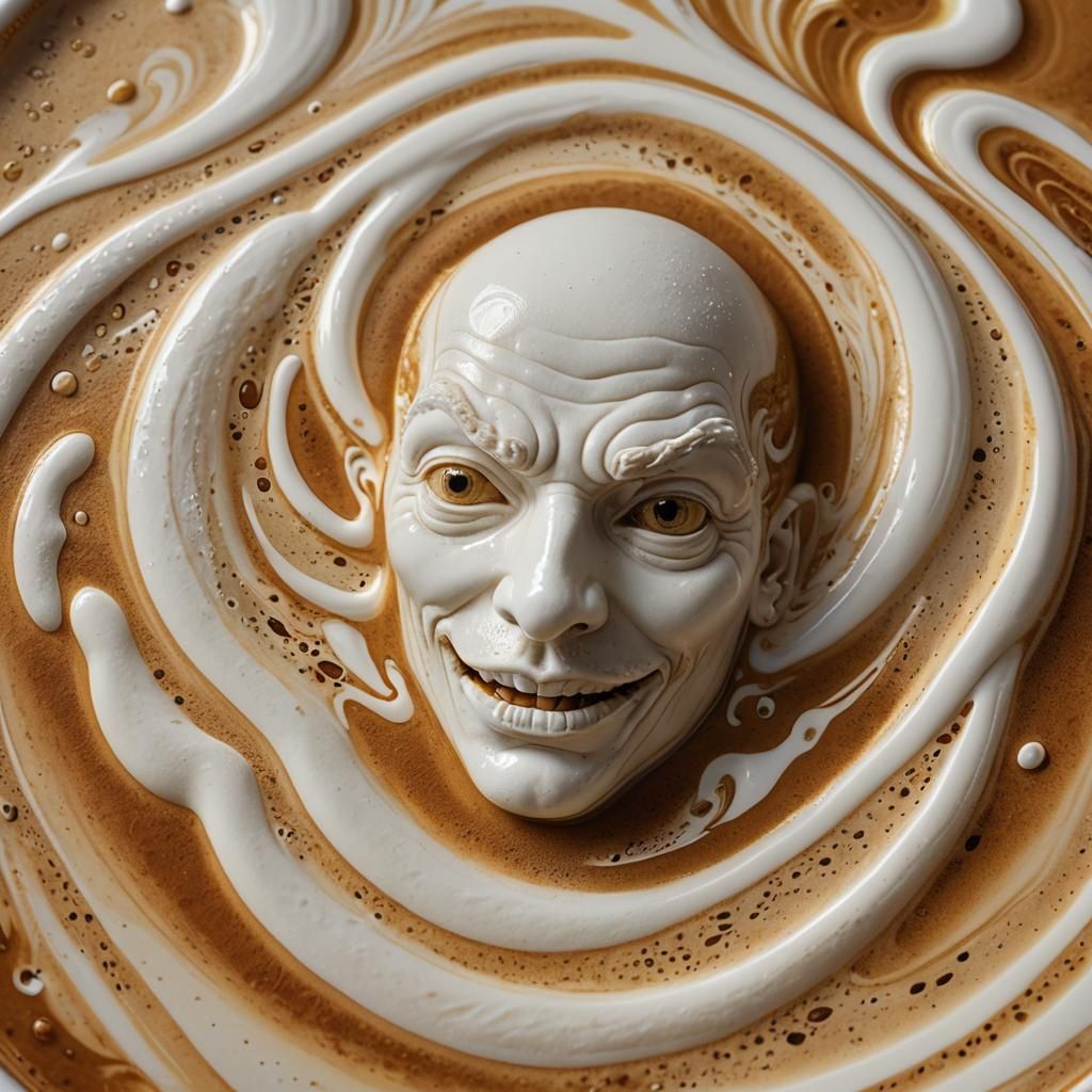 Leviathan Emerges from Latte Foam: Surrealist Fantasy Art