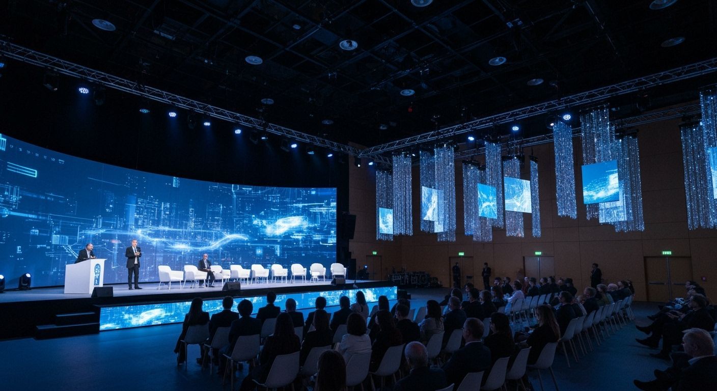 Futuristic Congress Stage Inspired by Syd Mead