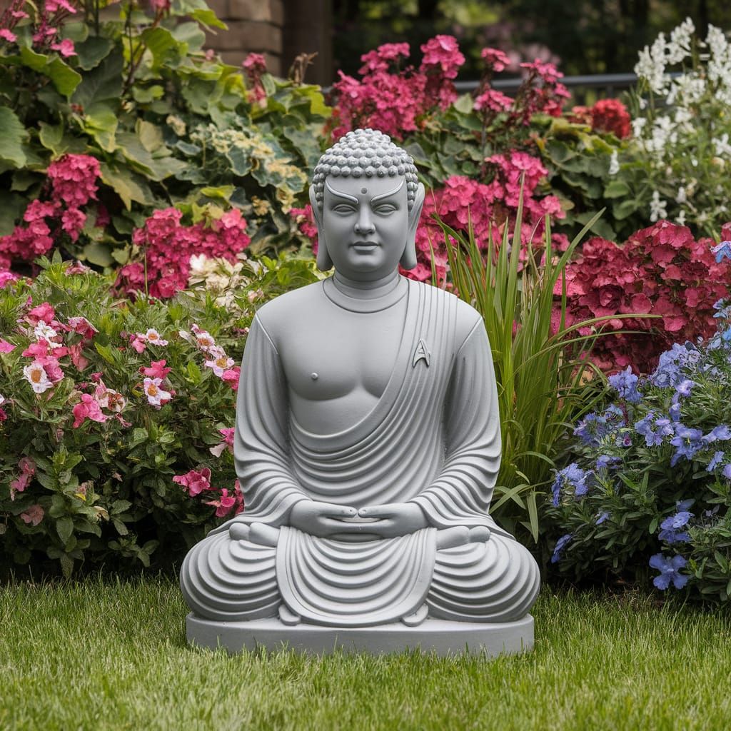 Spock, from Star Trek is the Buddha. Concrete garden statue ...