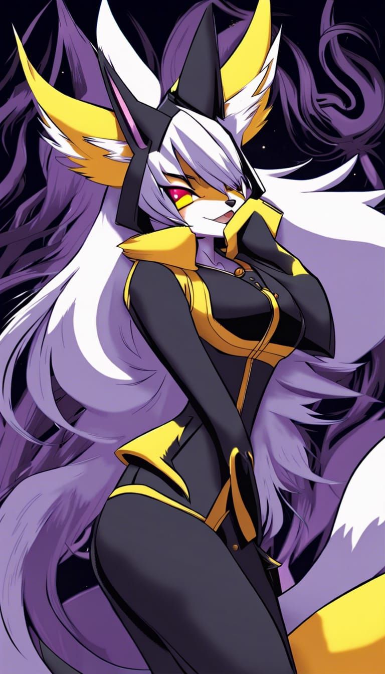 Goth Fox Renamon in Anime Manga Style