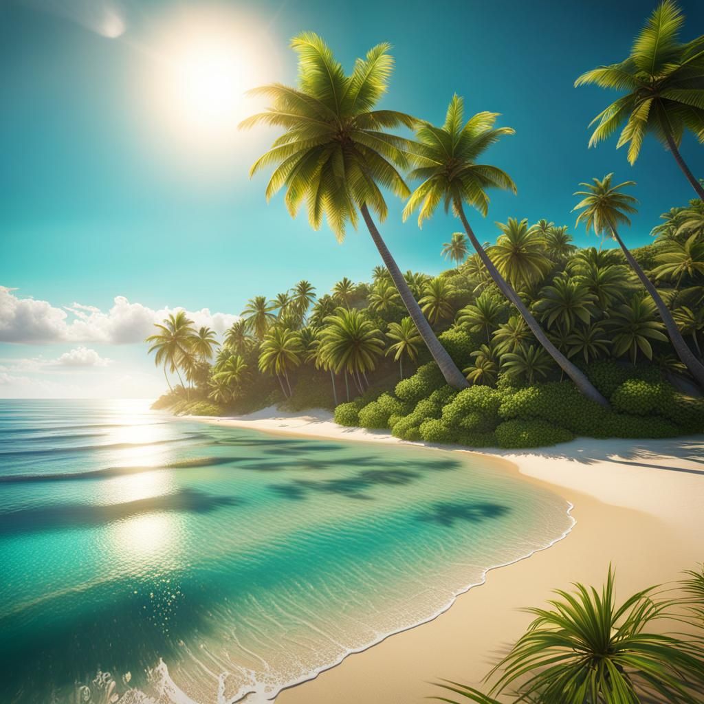 Turquoise Sea with Baby Turtles: Fantasy Concept Art