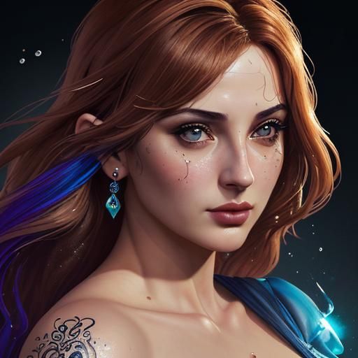 Hyperrealistic Portrait: Feminine Beauty in Splash Art