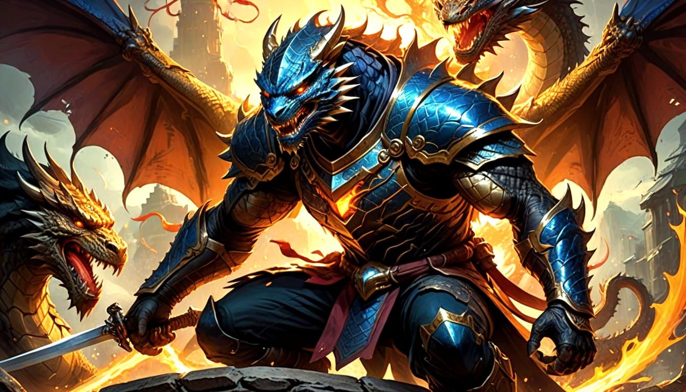 Majestic Ninja Dragon in Epic Fantasy Style