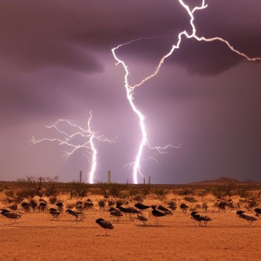 Lightning Storm Over Desert Landscape