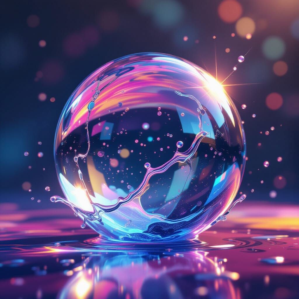 Giant Crystal Ball in Hyperrealistic Splash Art Style