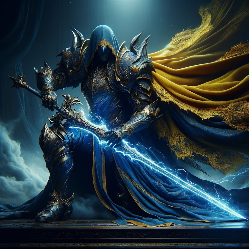 Valiant Knight with Energy Sword: Digital Matte Painting