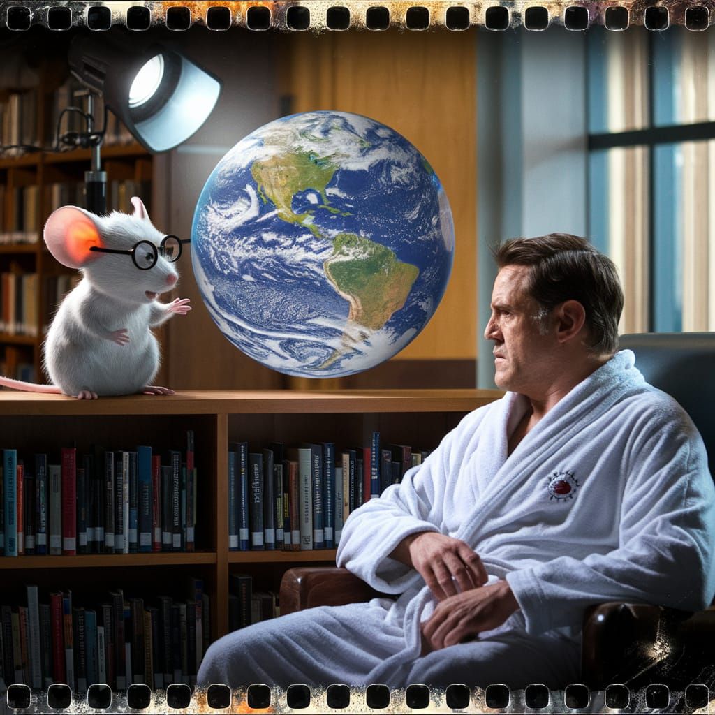 Cinematic Film Still: Mouse Explains Earth as Giant Supercom...