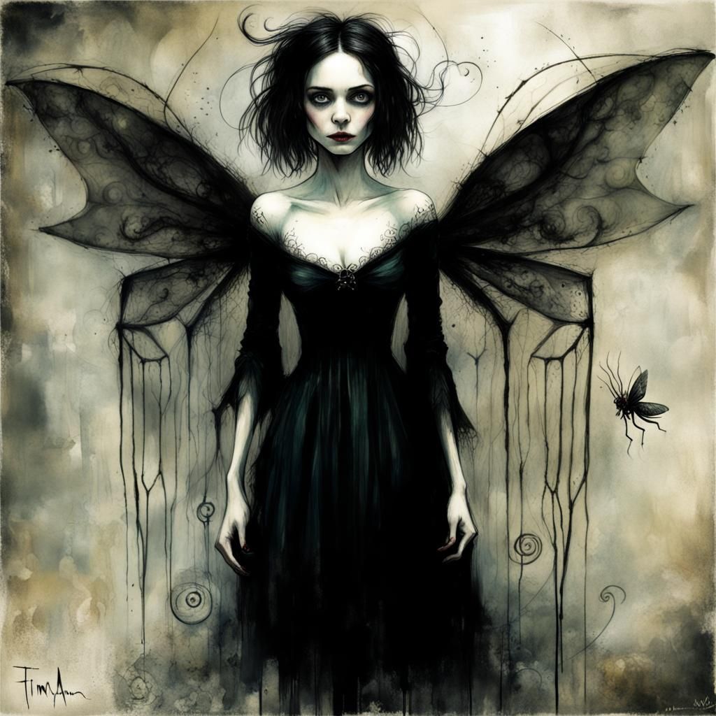 Gothic Dark Fairy with Fly Wings